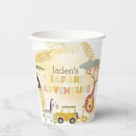 サファリ動物水彩誕生日パーティーサークル 紙コップ