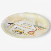 サファリ動物水彩誕生日パーティー ペーパープレート (アングル)