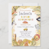 サファリ動物水彩誕生日パーティー 招待状 (正面)