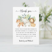 サファリ動物水彩誕生日Iベビーシャワー サンキューカード (スタンド正面)