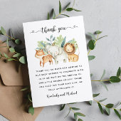 サファリ動物水彩誕生日Iベビーシャワー サンキューカード