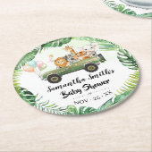 サファリ動物熱帯ジャングルベビーシャワーコースター ラウンドペーパーコースター (アングル)