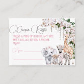 サファリ動物熱帯花おむつベビーシャワー エンクロージャーカード (正面)