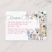 サファリ動物熱帯花ブックベビーシャワー エンクロージャーカード (正面)