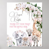 サファリ動物熱帯花ベビーシャワーオムツ ポスター (正面)