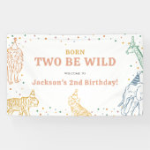 サファリ動物紙吹雪2nd誕生日パーティーバナー 横断幕 (横)