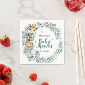 サファリ動物緑の植物性ベビーシャワー スタンダードカクテルナプキン (インサイチュ)