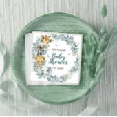 サファリ動物緑の植物性ベビーシャワー スタンダードカクテルナプキン