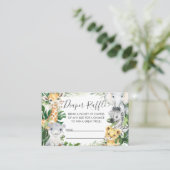 サファリ動物緑の赤ちゃんシャワーおむつラッフル 名刺 (スタンド正面)