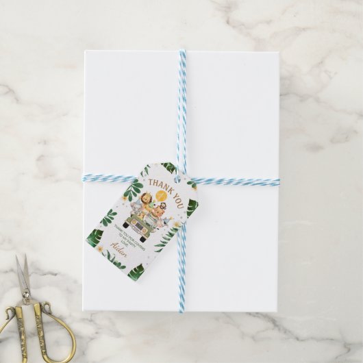 サファリ動物誕生日ありがとう ギフトタグ (より糸付き)