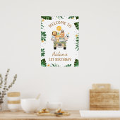 サファリ動物誕生日ウェルカムサイン ポスター (キッチン)