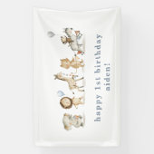 サファリ動物誕生日バナー 横断幕 (縦)