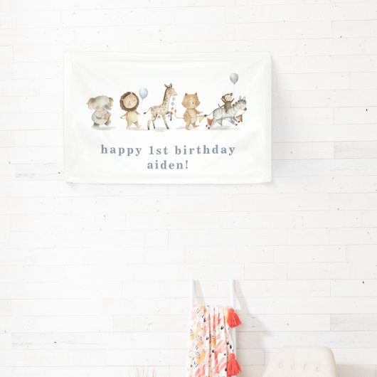 サファリ動物誕生日バナー 横断幕 (インサイチュ)