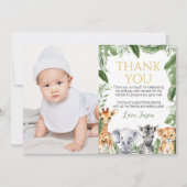 サファリ動物誕生日写真サンキューカード サンキューカード (正面)