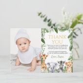 サファリ動物誕生日写真サンキューカード サンキューカード (スタンド正面)