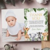 サファリ動物誕生日写真サンキューカード サンキューカード