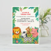 サファリ動物誕生日招待状パーティーフラットカード 案内状 (スタンド正面)