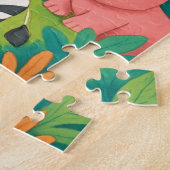 サファリ動物誕生日招待状ボーイジャングルギフト ジグソーパズル (側面)