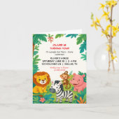 サファリ動物誕生日招待状ボーイホールディングカード カード (黄色い花)