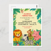 サファリ動物誕生日招待状ボーイポストカード ポストカード (正面/裏面)