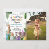 サファリ動物誕生日招待状付き写真 招待状 (正面)