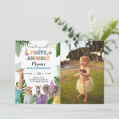 サファリ動物誕生日招待状付き写真 招待状 (スタンド正面)