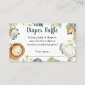 サファリ動物赤ちゃんシャワーおむつラッフルカード エンクロージャーカード (正面)