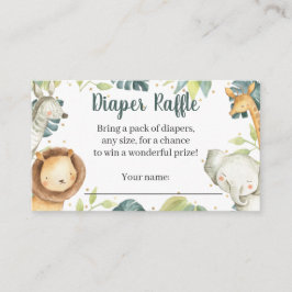 サファリ動物赤ちゃんシャワーおむつラッフルカード エンクロージャーカード