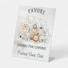 サファリ動物赤ちゃんシャワーの好意ペデスタルサイン 台座サイン