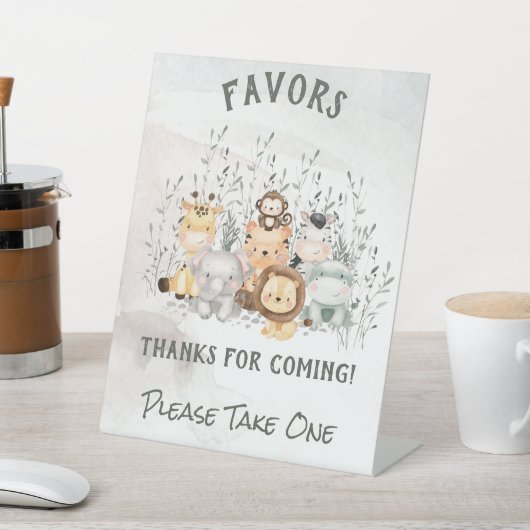 サファリ動物赤ちゃんシャワーの好意ペデスタルサイン 台座サイン (インサイチュ)