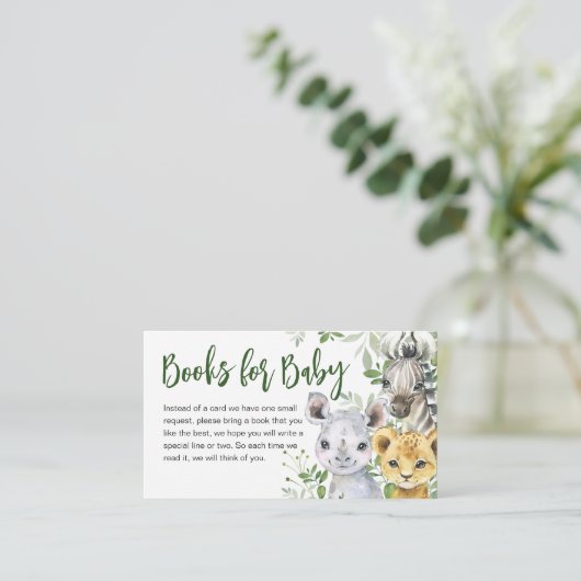 サファリ動物赤ちゃんシャワーベビー エンクロージャーカード (スタンド正面)