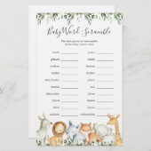 サファリ動物赤ちゃんシャワーワードスクランブルゲーム (正面/裏面)