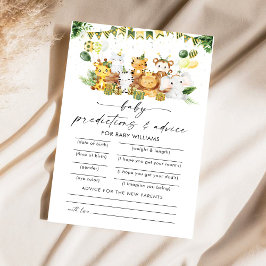 サファリ動物赤ちゃんシャワー予測カード