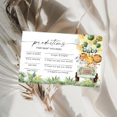 サファリ動物赤ちゃんシャワー予測カード 招待状