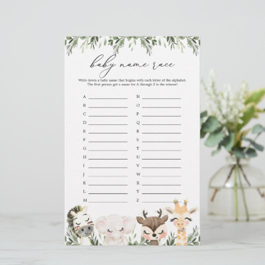 サファリ動物赤ちゃんシャワー名レースゲーム (スタンド正面)