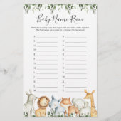 サファリ動物赤ちゃんシャワー名レースゲーム (正面)