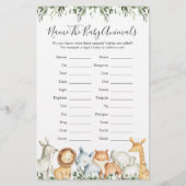 サファリ動物赤ちゃんシャワー赤ちゃん動物の名前 (正面)