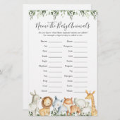 サファリ動物赤ちゃんシャワー赤ちゃん動物の名前 (正面/裏面)