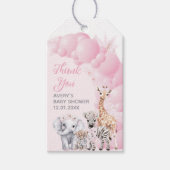 サファリ動物赤面ピンクボホベビーガールシャワー ギフトタグ (正面)