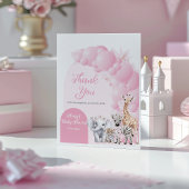 サファリ動物赤面ピンクボホベビーガールシャワー サンキューカード