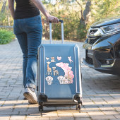 サファリ動物赤面ピンクボホベビーガールシャワー シール (スーツケースインサイチュ)