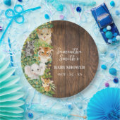 サファリ動物金ゴールドグリッター素朴ベビーシャワー ペーパープレート (パーティー)