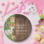 サファリ動物金ゴールドグリッター素朴ベビーシャワー ペーパープレート (パーティー)