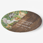 サファリ動物金ゴールドグリッター素朴ベビーシャワー ペーパープレート (アングル)