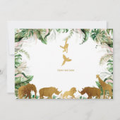 サファリ動物関節誕生日、ジャングル動物 招待状 (裏面)