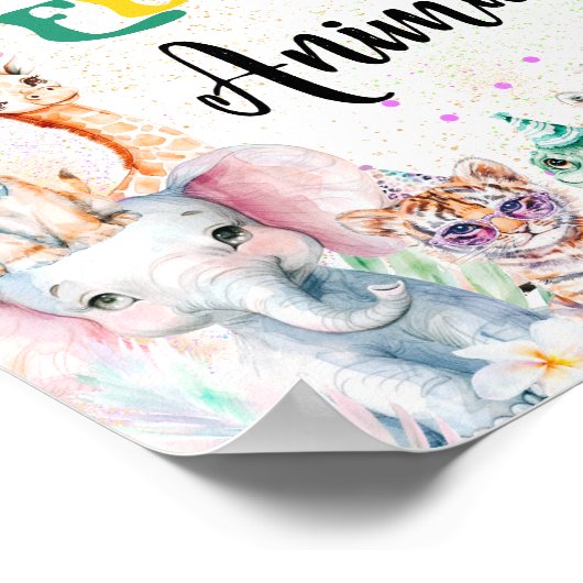 サファリ動物食べ物を与えの誕生日パーティーしない ポスター (角)