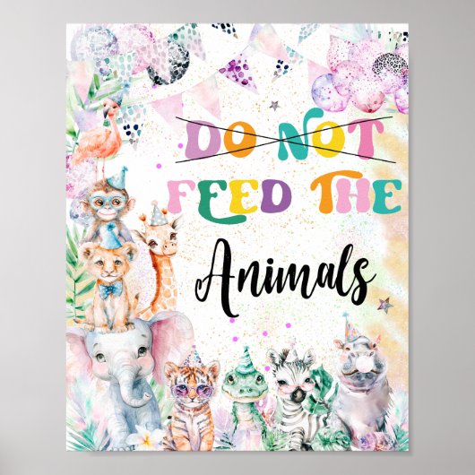 サファリ動物食べ物を与えの誕生日パーティーしない ポスター (正面)