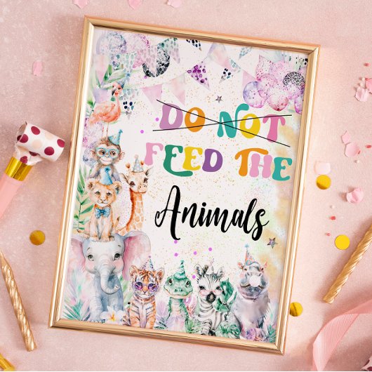 サファリ動物食べ物を与えの誕生日パーティーしない ポスター