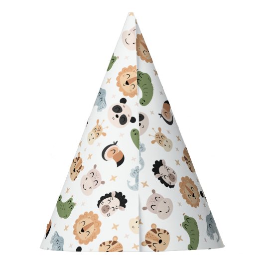 サファリ動物1歳の誕生日の男の子の年齢紙帽子 パーティーハット (裏面)