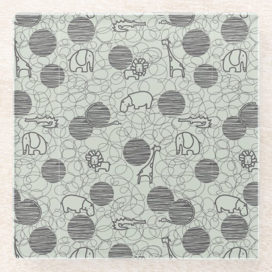 サファリ動物1 ガラスコースター (正面)